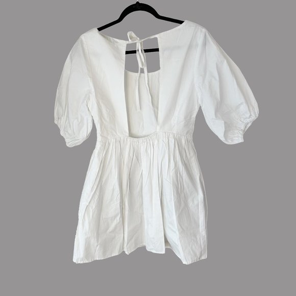 Lusana White Poplin Dress Midi Women's S NWT‎ 100% Cotton - Picture 5 of 6